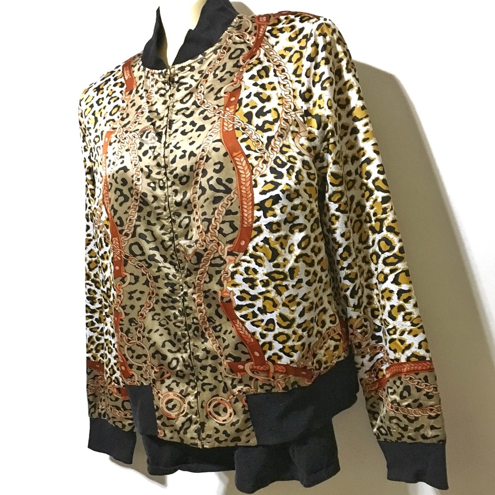 🆕NWT Equestrian Leopard Print Bomber Jacket - Picture 3 of 8